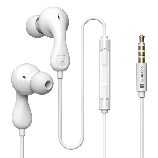 Portronics Conch Kappa wired earphones with mic under 500, featuring 14.2mm drivers, tangle-free cable, and ergonomic in-ear design| best wired earbuds online