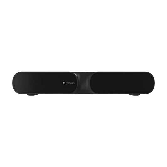 Black Portronics Decibel 20 bluetooth mini soundbar | wireless sound bar with 16W stereo output | best wireless soundbar for small rooms