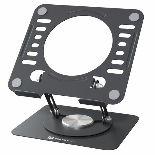 Portronics My Buddy K9 Lite Laptop Stand | Adjustable height, 360° rotation and ergonomic posture support | Durable metal laptop stand for reading desk stand and laptop stand online