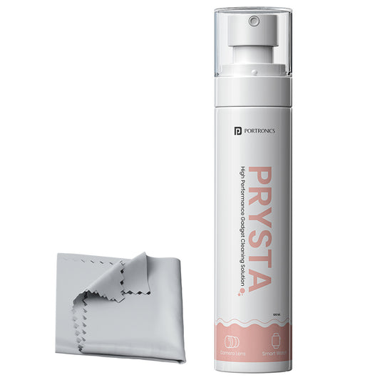 Portronics Prysta | High-Performance Smart Cleaner Kit for Earbuds, Mobiles, and Laptops with Antibacterial Formula and Microfiber Cloth | Smart Cleaner Kit for Earbuds, Gadget Cleaner Spray, Screen Cleaner for Mobile, Portable Cleaning Kit, Best Screen Cleaner