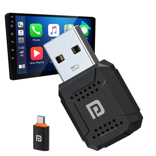 Portronics Tune Lite Wireless CarPlay Adapter India | Smart Audio Connector & Wireless Android Auto Adapter for Car | Compact Bluetooth Receiver for Car USB Port | Type-C Converter for Cars Included