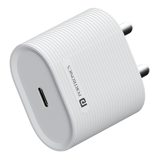 Adapto 35G Type C charger with 35W fast charging, GaN technology, and Power Delivery for efficient charging of phones, laptops, and tablets.

